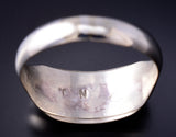 Size 9-1/4 Silver & White Buffalo Turquoise Navajo Ring by Norvin Johnson 5L07L