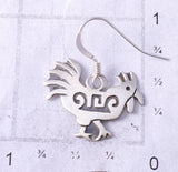 Silver Navajo Handmade Rooster Earrings by Robert Gene 5G22V