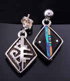 Silver & Jet Multistone Navajo Inlay 2-Sided Earrings by TSF 3L10J