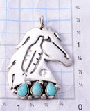 Silver & Turquoise Navajo Handmade Feather Horse Pendant by Robert Vandever 3G03U