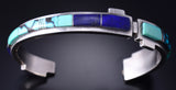 Vintage Silver & Turquoise Multistone Zuni Inlay Bracelet by Duran Gasper 6A21M