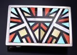 Vintage Turquoise Multistone Zuni Inlay Geometric Buckle by YK Natachu 6A03E