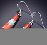 Silver & Spiny Oyster Shell Navajo Inlay Dangle Earrings - James Manygoats 6D07R