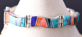 Silver Multistone Navajo Inlay Natural Flow Link Bracelet by Laura Lincoln 6H31F