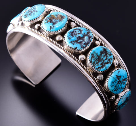 Silver & Kingman Tuquoise Navajo Men's Bracelet by Donovan Nez 4A31A
