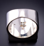 Size 9-3/4 Silver & Turquoise Multistone Navajo Inlay Men's Ring by TSF 3L07B