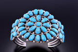 Silver & Petit Point Turquoise Navajo Cluster Bracelet by Jesse Williams 2L08P