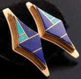 14K Gold Lapis Opal Diamond Earrings by G Nelson - VN40A