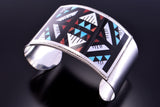 Silver & Turquoise Multistone Zuni Inlay Wide Bracelet by Leander Othole 2L08N