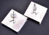 Silver & Blue Ridge Turquoise Navajo Inlay Square Earrings by Kim Yazzie 2J16E