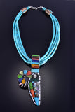 Hummingbird Mosaic Pendant with Heishi Necklace by Mary LouiseTafoya 2J20O