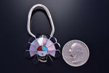 Silver Multistone Zuni Sunface Inlay Key Chain by Denise Siutza - 9J15R