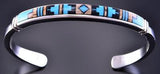 Silver & Turquoise Multistone Navajo Inlay Bracelet by Rick Tolino 2F15G