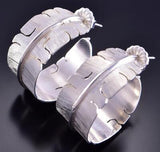 Sacred Eagle Feather Hoop Earrings by David Kuticka 2K18T