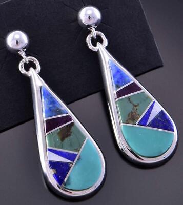 Teardrop Shaped Multistone Inlay Earrings by Evangline David 2K21E