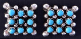 Silver & Turquoise Zuni Petty Point Square Earrings by Calvert Lamy 2E03H