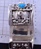 Silver & Sleeping Beauty Turquoise Eagle Feather Men's Watch Bracelet by H 1L12C