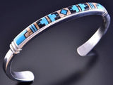 Silver & Turquoise Multistone Navajo Inlay Bracelet by Rick Tolino 2F15G