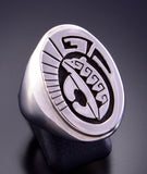 Size 9 Men's Ring by Calvin Peterson with Bear Design 2L16P