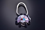 Silver Multistone Zuni Sunface Inlay Key Chain by Denise Siutza - 9J15R