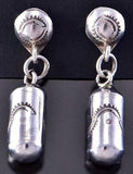 Silver Navajo Handstamped Tubular Dangle Earrings by Kim Yazzie 2B07H
