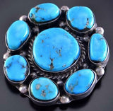 Vintage Silver & Turquoise Cluster Brooch 2C14D