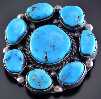 Vintage Silver & Turquoise Cluster Brooch 2C14D