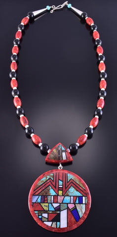 Apple Coral Multistone Santo Domingo Pueblo Mosaic Necklace Chris Nieto 2E25H