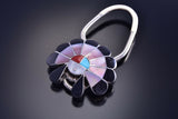 Silver Multistone Zuni Sunface Inlay Key Chain by Denise Siutza - 9J15R