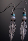 ZBM Dry Creek Turquoise and Fresh Water Pearl  Feather Earrings by Erick Begay AM50O