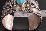 Gorgeous Silver Turquoise Tufa Cast Arrowhead Bracelet Stanford Yazzie - SP32C
