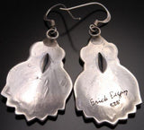 ZBM  All Silver Stamped Fan Earrings by Erick Begay - AJ13L