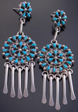 Silver Turquoise Petty Point Circle Dangel Zuni Earrings by Tricia Leekity 7A28J