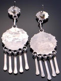 Silver Turquoise Petty Point Circle Dangel Zuni Earrings by Tricia Leekity 7A28J