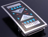 Multistone Zuni Silver Mens Dress Buckle by Leander Othole - VN80U
