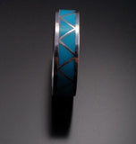 Size 7-3/4 - Lovely All Natural Turquoise Inlay Silver Band - 6K24Q-6