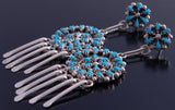 Silver Turquoise Petty Point Circle Dangel Zuni Earrings by Tricia Leekity 7A28J