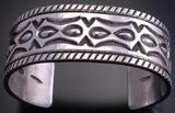 ZBM All Silver Men's Concho Stamp Bracelet by Erick Begay UA31S
