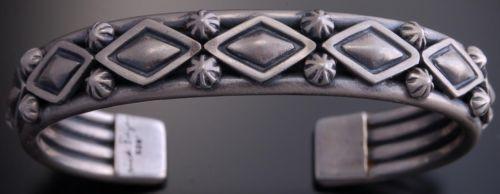ZBM  Silver Matte Stamped Mens Bracelet by Erick Begay- AM72F