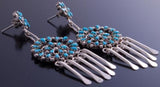 Silver Turquoise Petty Point Circle Dangel Zuni Earrings by Tricia Leekity 7A28J