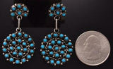 Silver & Turquoise Zuni Petty Point Round Dangle Earrings by R. Hozee ZD07V