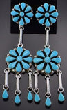 Silver & Turquoise Zuni Inlay Rounded Earrings by Arlo Kanteena 1B26U