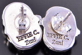 Silver & Turquoise Zuni Handmade Snake Eyes Earrings by Effie Calavaza 2E03M