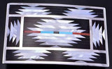 Silver Mother of Pearl Multistone Zuni Inlay Buckle by Charlotte Dishta 2D21X