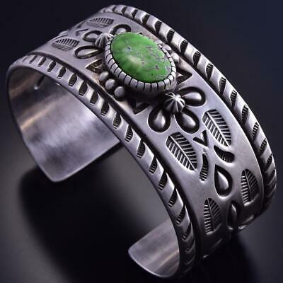 Silver & Carico Lake Turquoise Many Feathers Men's Bracelet by Erick Begay 9K17U