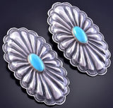 Silver & Turquoise Navajo Concho Stamp Design Earrings by Rita Lee 2F24A