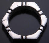 Size 6-1/2 All Silver Hexagon Shaped Block Ring by Tom Lewis 7B13P