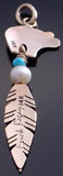 ZBM 14k Gold & Turquoise Fresh Pearl Bear Feather Pendant by Erick Begay 7B22M