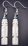 Silver and Turquoise Sacred Eagle Feather Earrings by David Kuticka 2K13W