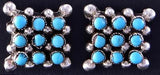 Silver & Turquoise Zuni Petty Point Square Earrings by Calvert Lamy 2E03H